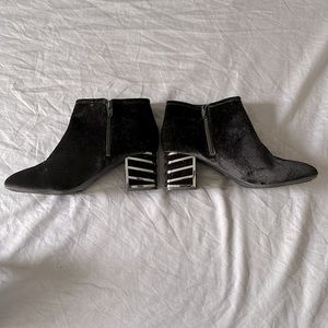 CATO Black Velvet Heeled Ankle Boots